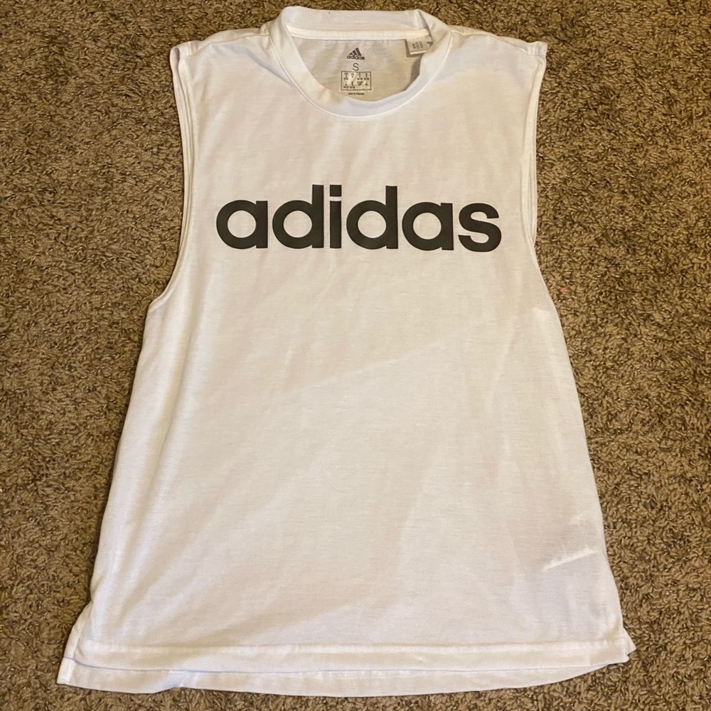 Adidas white sleeveless workout top